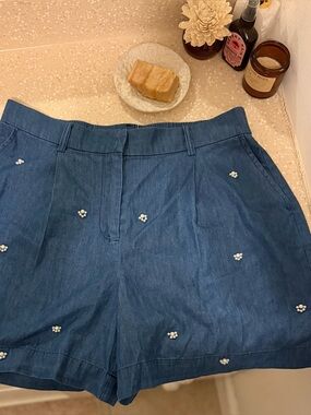 NWT - NVLT - Blue Denim Pearl Embroidered Women’s Shorts